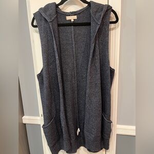 Benedetta B Long Hooded Open Front Cardigan Blue made in Italy